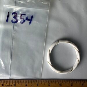 White Twisted Bangle Bracelet Gold Tone Accent Chunky‎ Statement Jewelry